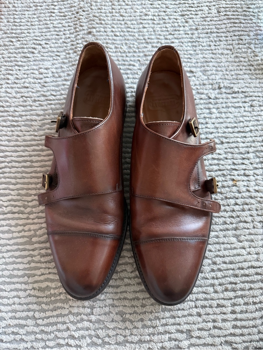 Thursday Boot Company Saint Double Monk Strap Leather Dress Shoes - Brown